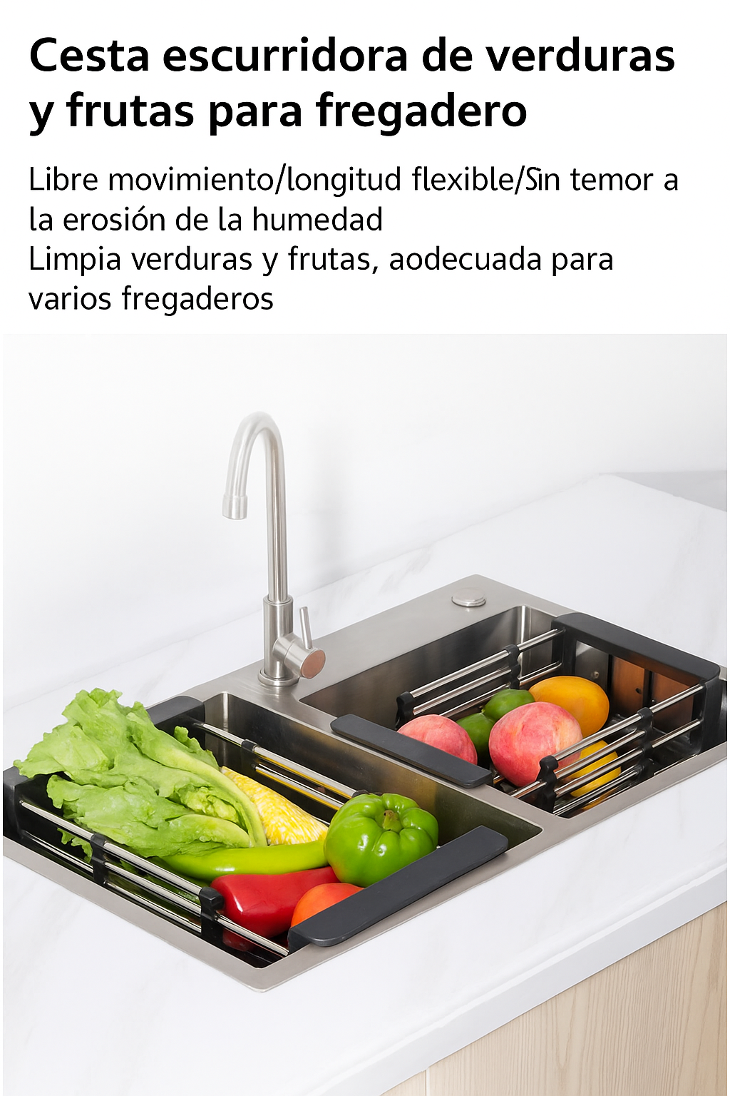 Estantería de Cocina retráctiles para fregadero