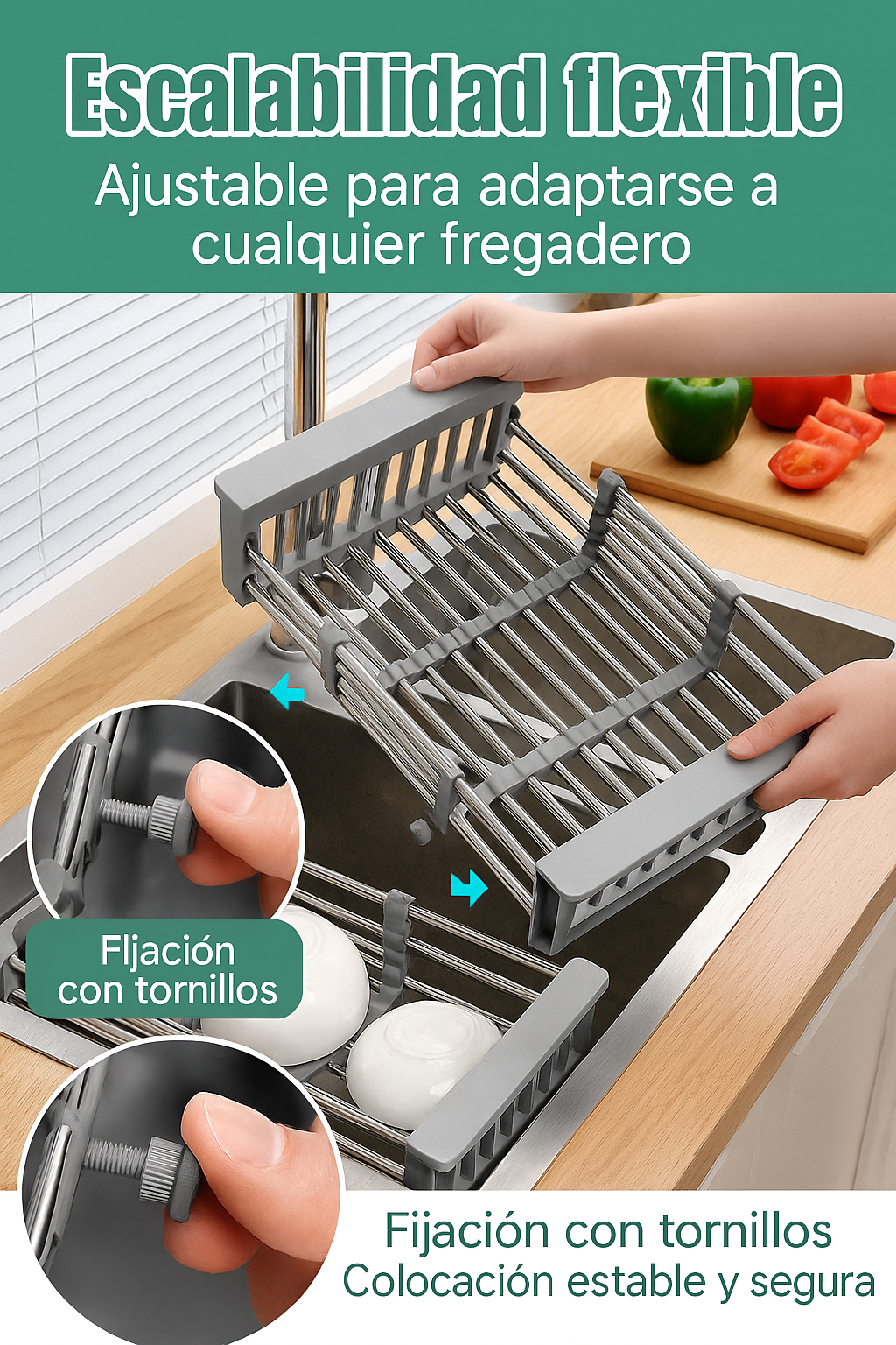 Estantería de Cocina retráctiles para fregadero