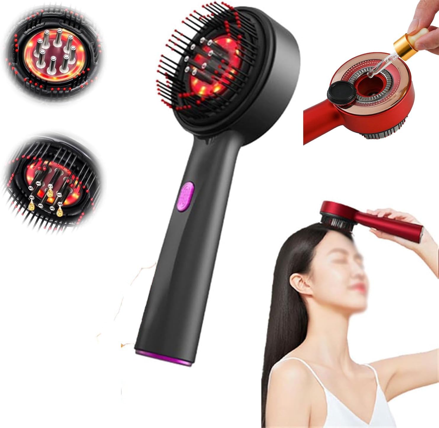 Masajeador de cabello con luz roja